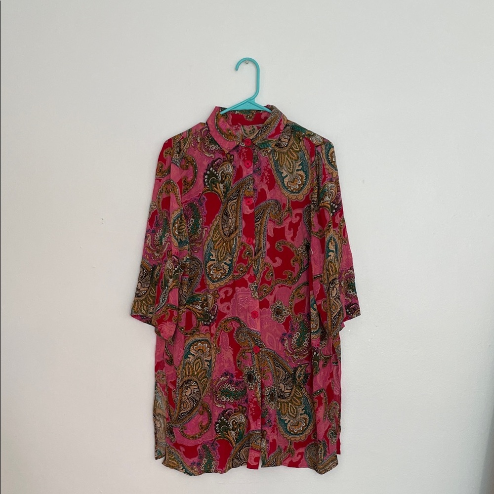 Paisley Long Sleeve Dress in Pink and Brown